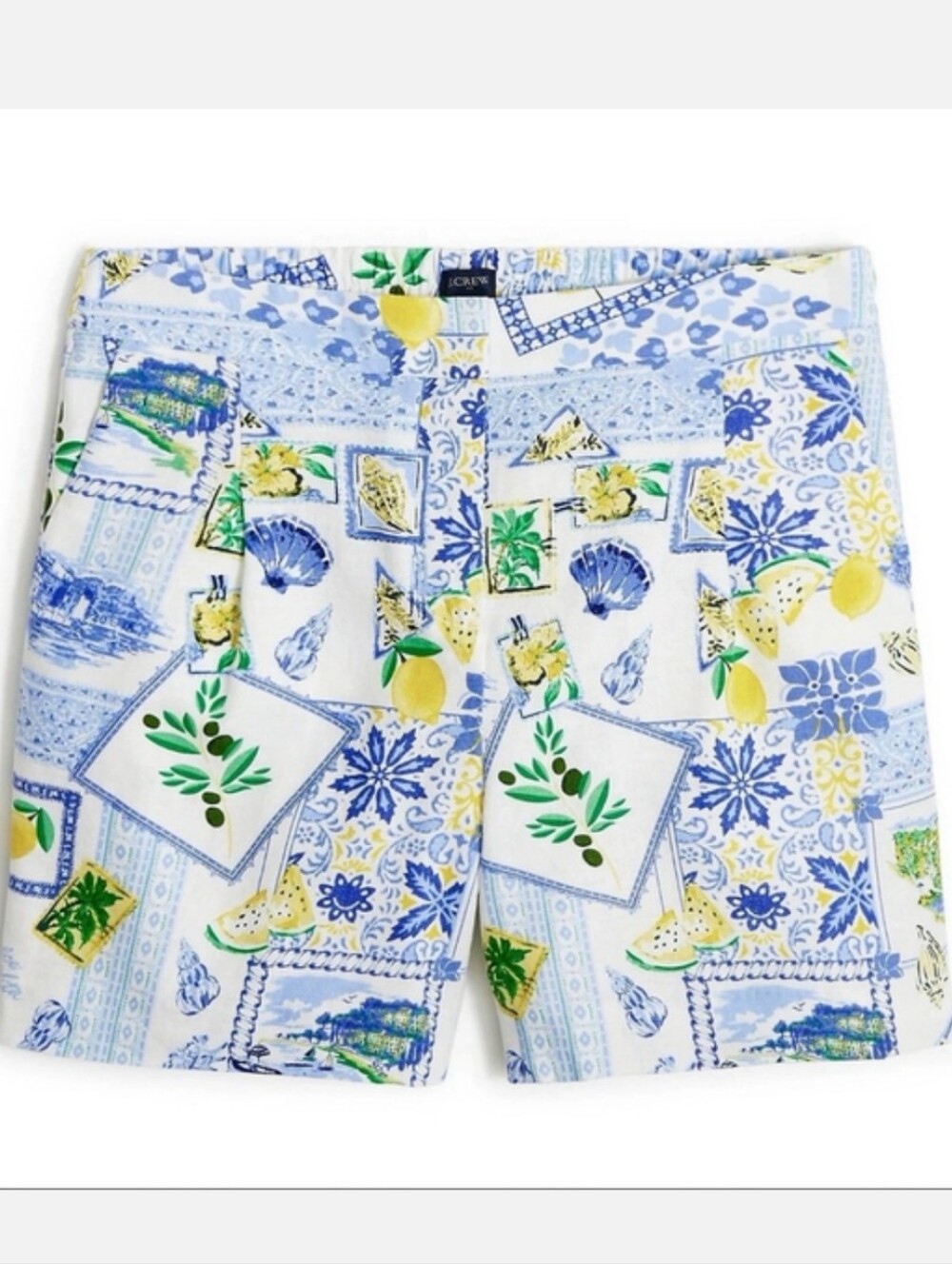 J. Crew Summer Vacay Printed High-Rise Bermudas Size 12 Linen Blend Vacay Resort - Picture 3 of 9